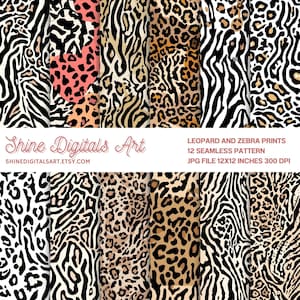 Leopard and Zebra Prints Seamless Pattern, Wild Animal Fashion Mix, Bold Safari Print