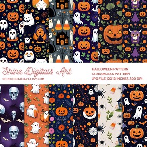 Halloween Seamless Pattern  Spooky Digital Design for Crafts, Fabric, and Party Decor