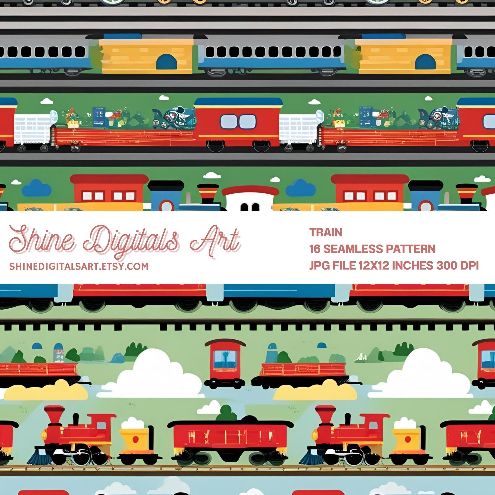 Train Patterns Train Seamless Pattern | Locomotive & Railway Repeat Design ...