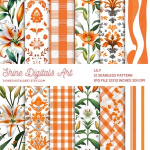 Lily Seamless Pattern | Elegant Floral Digital Paper for Fabric, Crafts & Invitations