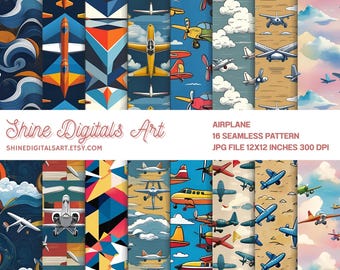 Airplane Seamless Pattern | Travel Aviation Digital Print | Pilot Flight & Wanderlust Craft Design