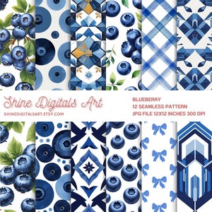 Blueberry Seamless Pattern | Fresh Fruit Digital Paper for Fabric, Crafts & Summer Decor