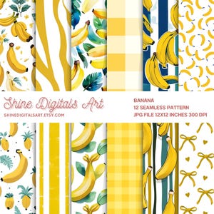 Banana Seamless Pattern | Tropical Fruit Digital Paper for Fabric, Decor & Crafts