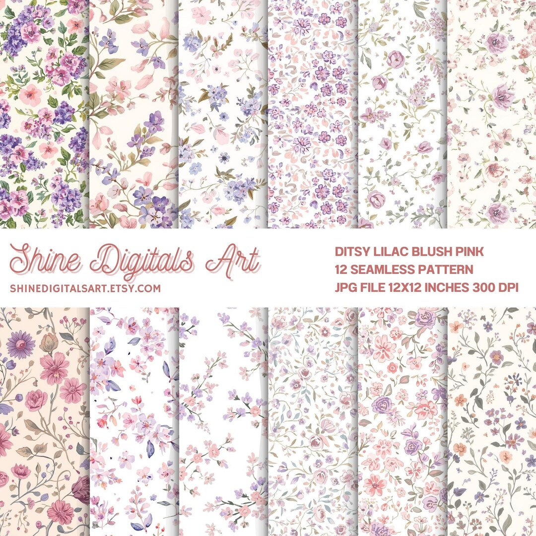 Floral Seamless Pattern: Blush Pink and Lilac Ditsy Flowers, Romantic ...