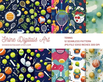 Tennis Racket Seamless Pattern, Sports Fabric Print (Digital Download)