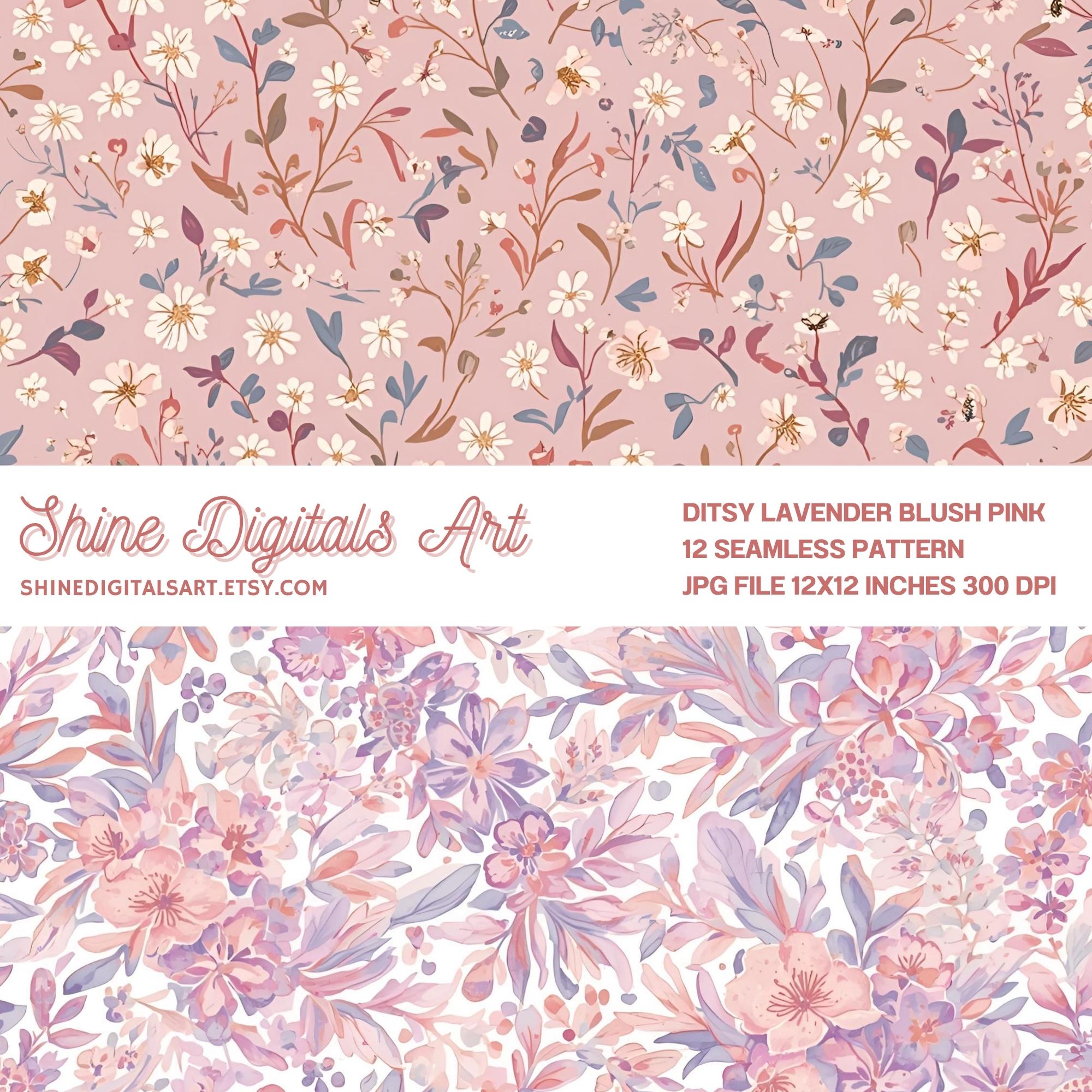Ditsy Floral Lavender Blush Pink Seamless Pattern, Digital Pack Paper ...