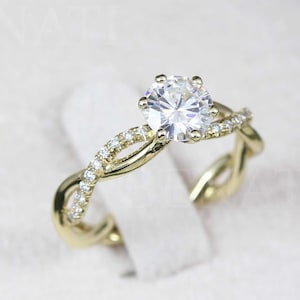 Diamond Engagement Ring, Infinity Love Knot Solitaire Engagement Ring, Twisted Rope Diamond Engagement Ring, Braided Rope Diamond Ring