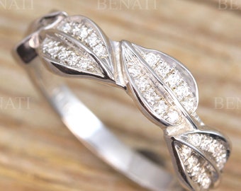 Alternative Wedding ring, Leaf conflict free diamond ring, Unique wedding band