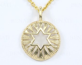 Star Of David Pendant, Magen David Necklace, 14k Solid Gold Star Of David Dainty Charm Jewish Jewelry, Bat Mitzvah Gift For Women