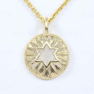 Star Of David Pendant, Magen David Necklace, 14k Solid Gold Star Of David Dainty Charm Jewish Jewelry, Bat Mitzvah Gift For Women
