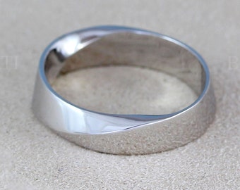 Mobius men's wedding ring, Mens gold wedding band, 6mm wide wedding band, Gold mobius strip ring, Infinity wedding ring, Mens wedding band