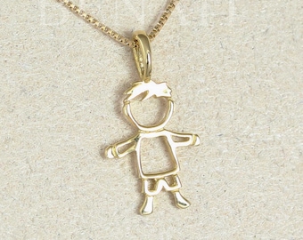 Gold Boy Baby pendant, Child Pendant, Boy pendant with a diamond, New baby necklace gift, New born Boy pendant, Newborn gift, Mother's Day