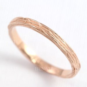 Twig wedding band, White gold bark wedding ring, Wood textured wedding band, Stacking wedding band, 2mm wood wedding band, Thin wedding ring