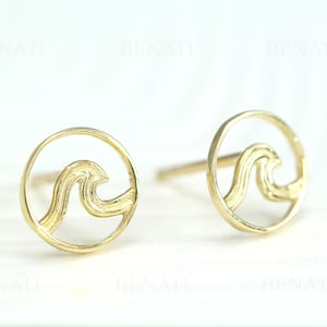 Brincos Wave de Ouro 14k: Joias de Surfe Minimalistas