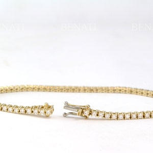 Classic Tennis Bracelet, 14k Yellow Gold Diamond Tennis Bracelet 2.05 Carats 2.2 mm Wide, High quality, Birthday Gift For Her, Anniversary