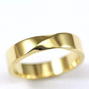 5 mm 14k Massiv Gold Möbius Ehering - Minimalistischer Infinity Ring für Männer Frauen
