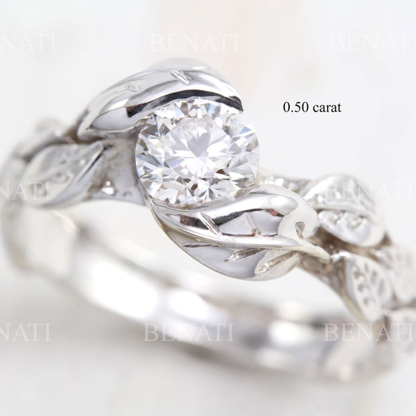 Leaf Diamond Engagement Ring, Engagement Leaf Ring, Leaves Engagement Ring, Leaf Engagement Ring, Natural Engagement Ring, Floral Engagement