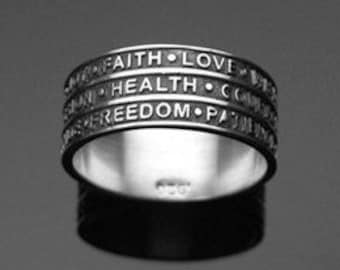 Friendship Words Ring In Sterling Silver, Personalized Powerful Words, Best Friends Promise Ring, Words Have Power Use Them Wisely