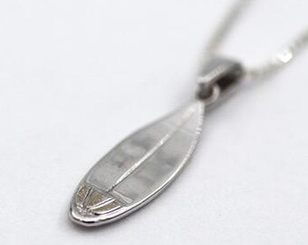 Ready to Ship 14k White Gold Surfboard Pendant Necklace - Minimalist Beach Jewelry for Ocean Lovers