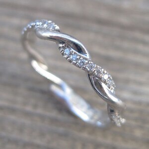 Diamond Infinity Knot Ring, Infinity Ring Diamond Wedding Ring, Infinity Wedding Band, Diamond Infinity Ring, Braided Diamond Wedding Band image 5