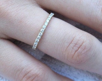 14k Gold Diamond Eternity Band: Stackable Promise Ring