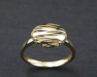 14k Yellow Gold Ring, Bold Oval Unique Yellow Gold Ring, Oval Modern New Gold Ring, Christmas Gift