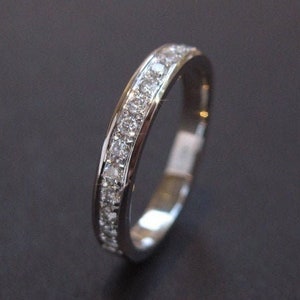 Eternity Diamond Wedding band, Simple Stacking Wedding Diamond Ring 14k Gold Wedding Ring With Diamonds, Gold Eternity Promise Ring Sale