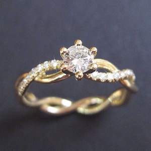 Diamond Infinity Love Engagement Ring, Infinity Engagement Ring, Braided Rope Diamond Engagement Ring, Infinity Yellow Gold Engagement Ring image 9
