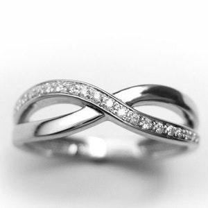 Diamond Infinity Ring, Infinity Knot Diamond Ring, White Gold Infinity Knot Ring With Diamonds, Infinity Band, Promise Ring Christmas Gift image 1