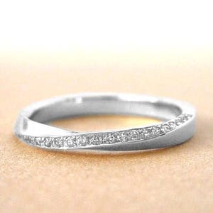 Diamond mobius wedding ring, Mobius 3mm diamond ring, Gold mobius infinity ring, mobius wedding band, Diamond mobius band 14k 18k
