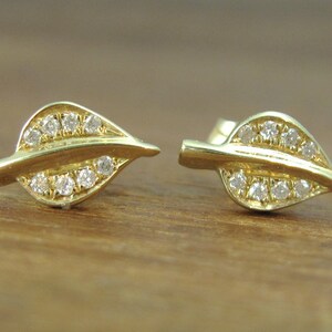 Leaves Earrings With Diamonds, Nature Inspired Fantasy Earrings, Diamond Stud Leaves Earrings, Christmas Gift