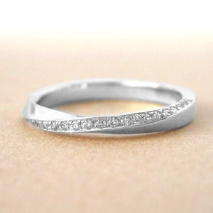 Diamond mobius wedding ring, Mobius 3mm diamond ring, Gold mobius infinity ring, mobius wedding band, Diamond mobius band 14k 18k