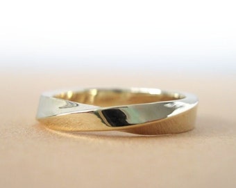 Mobius Wedding Ring, 4mm Mobius Wedding Band, Modern Mobius Strip Ring, Gold Infinity Ring, Gold Mobius Wedding Band, Gold Wedding Band