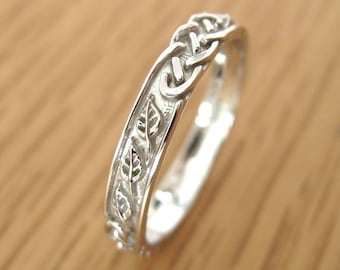 Celtic Wedding Band With Leafs, Wedding Ring, Wedding bend, Infinity Wedding , Leaf Wedding Band,Celtic ring, Celtic Band