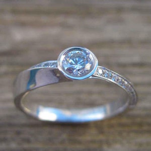 Bezel Diamond Engagement Ring, Mobius Diamond Engagement Ring, Mobius Diamond Ring, Diamond Mobius Ring, Twisted Engagement Ring