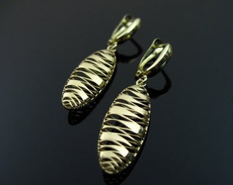 14k Gold Dangle Earrings: Modern Filigree Bridal Jewelry