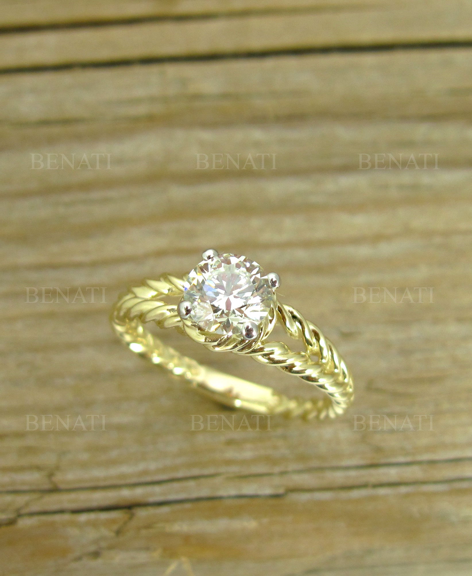 Yellow Gold Diamond Rope Engagement Ring Diamond Engagement