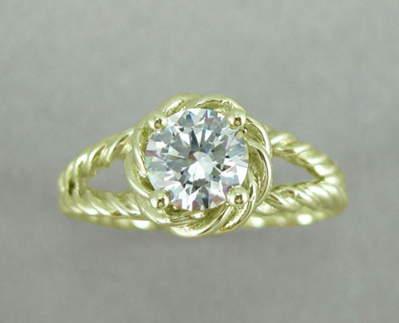 Gold Twisted Rope Diamond Engagement Ring Moissanite Etsy