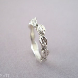 Silver Leaf Wedding Band, Silver Wedding Leves Band, Silver Leaves Ring, Wedding Leaves Ring, Silver wedding band, wedding ring, unique image 5