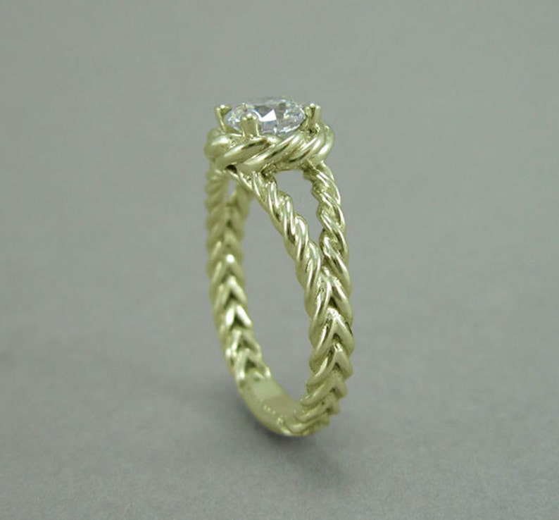 Gold Twisted Rope Diamond Engagement Ring Moissanite Etsy