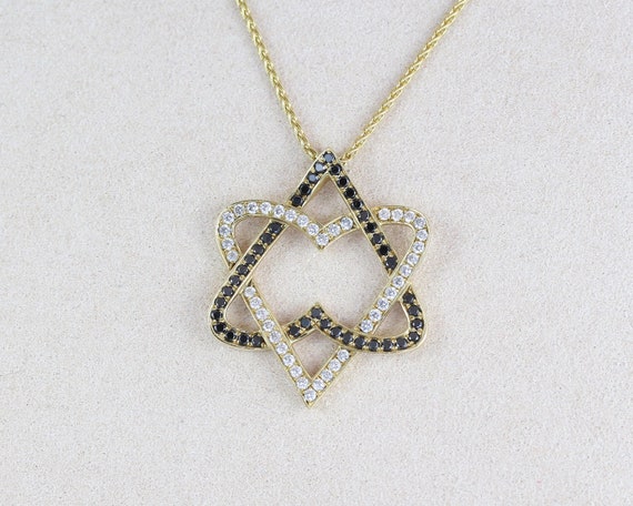 Diamond Star of David Necklace Double 