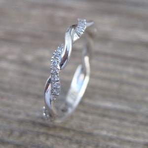 Diamond Infinity Knot Ring, Infinity Ring Diamond Wedding Ring, Infinity Wedding Band, Diamond Infinity Ring, Braided Diamond Wedding Band image 8