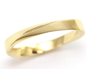 3 mm Gelbgold Möbius Ehering, moderner Ehering Herren & Damen, Unisex Ehering