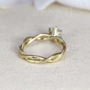 Diamond Infinity Love Engagement Ring, Infinity Engagement Ring, Braided Rope Diamond Engagement Ring, Infinity Yellow Gold Engagement Ring image 5