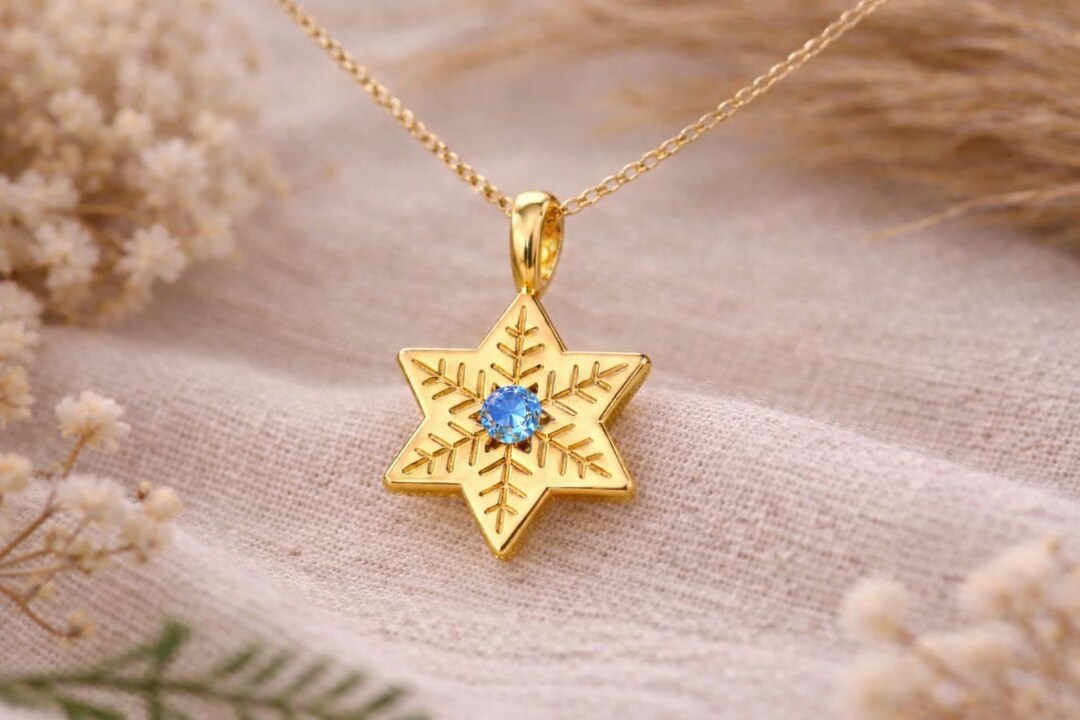 14k Gold Snowflake Star of David Necklace Jewish Jewelry - Etsy