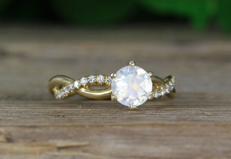 Moonstone Infinity Knot Engagement Ring Twisted Rope Conflict Etsy