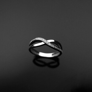 Diamond Infinity Ring, Infinity Knot Diamond Ring, White Gold Infinity Knot Ring With Diamonds, Infinity Band, Promise Ring Christmas Gift image 3