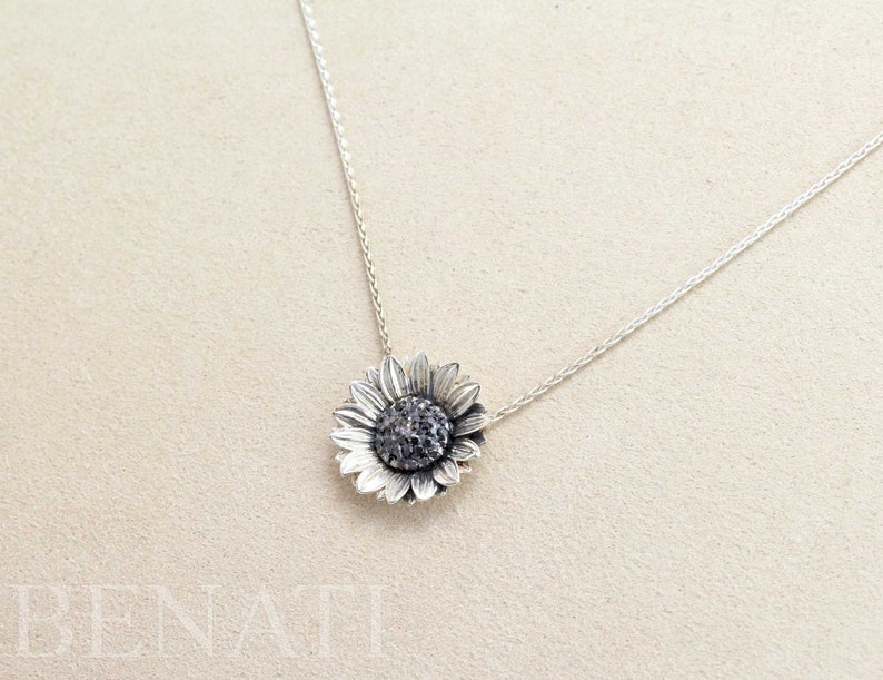 Benati Nature Jewelry Mothers Day Gift Nature Lover Gift Flower Charm Necklace Sunflower Pendant Necklace For Women Sunflower Jewelry