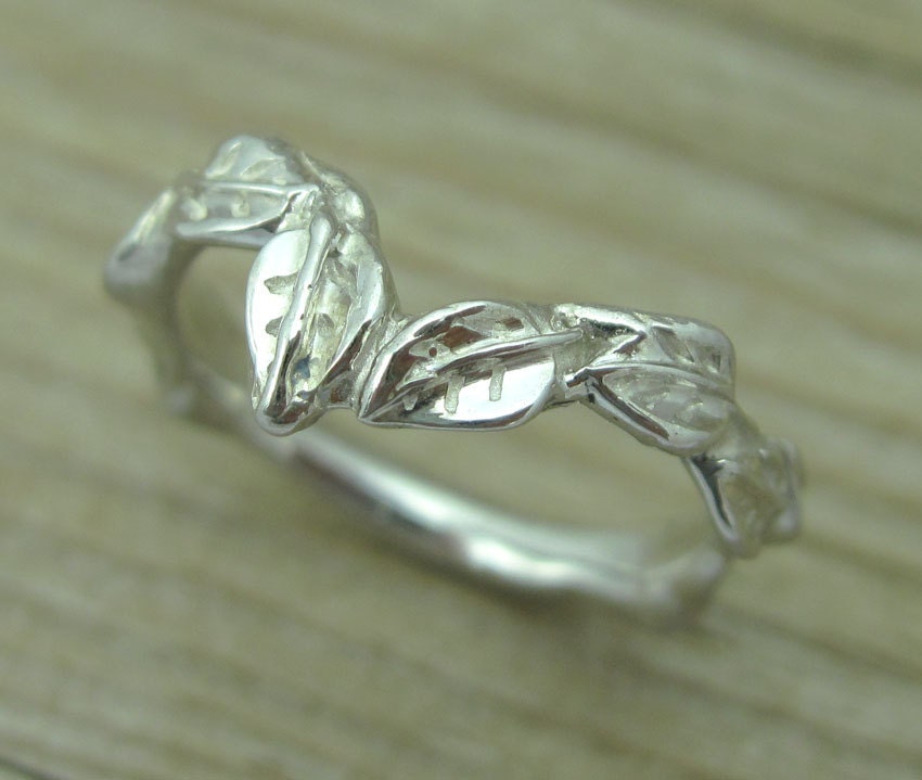 Leaves Wedding Band Leaf Wedding Band Leaf Ring Bridal Set Etsy