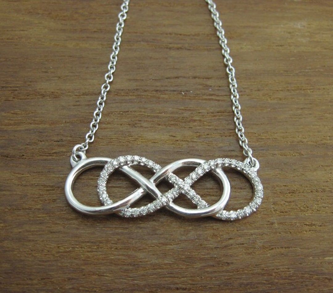 Diamond Infinity Knot Necklace: 14k White Gold Pendant, .26 Carat - Etsy